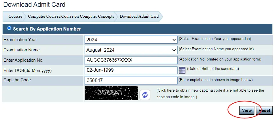 CCC Admit Card