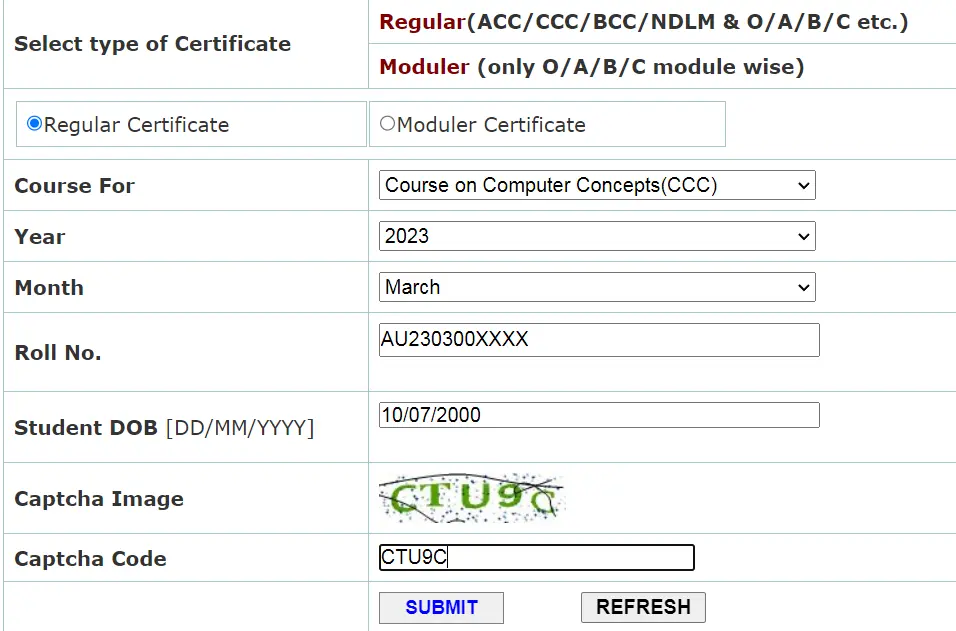 CCC Certificate Download