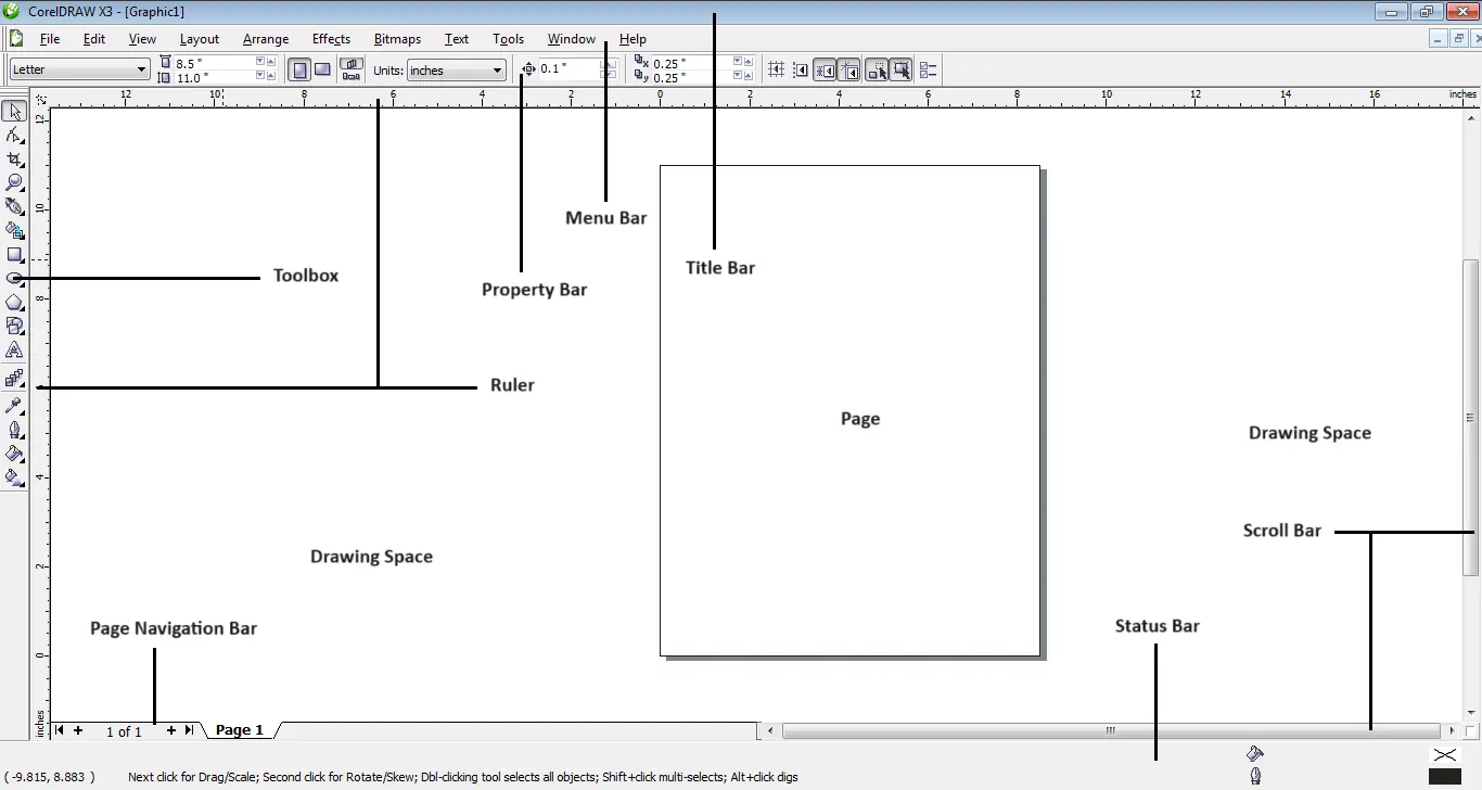 Corel X3 Application Window : Corel Draw Software Notes