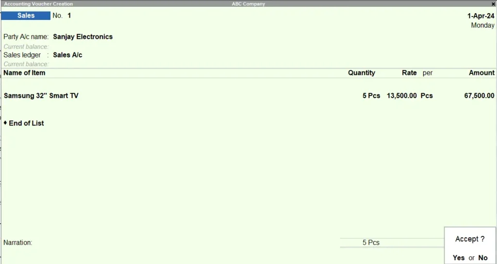 Debit and Credit Note Voucher