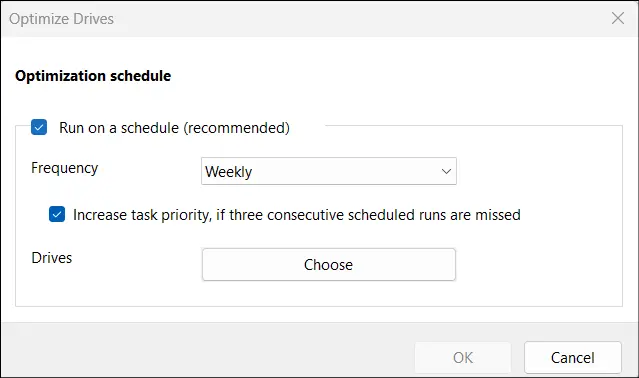 Scheduled Defragment and Optimize Drive