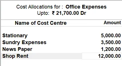 Cost Center and Cost Category