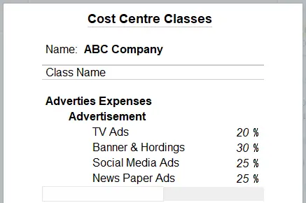 Cost Center Class Creation