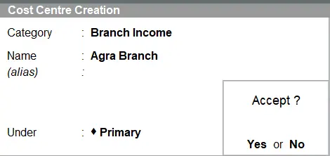 Cost Center Creation